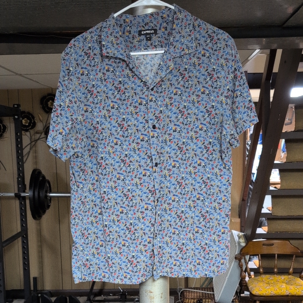 Express Men's Multicolor Floral Button-Down Shirt